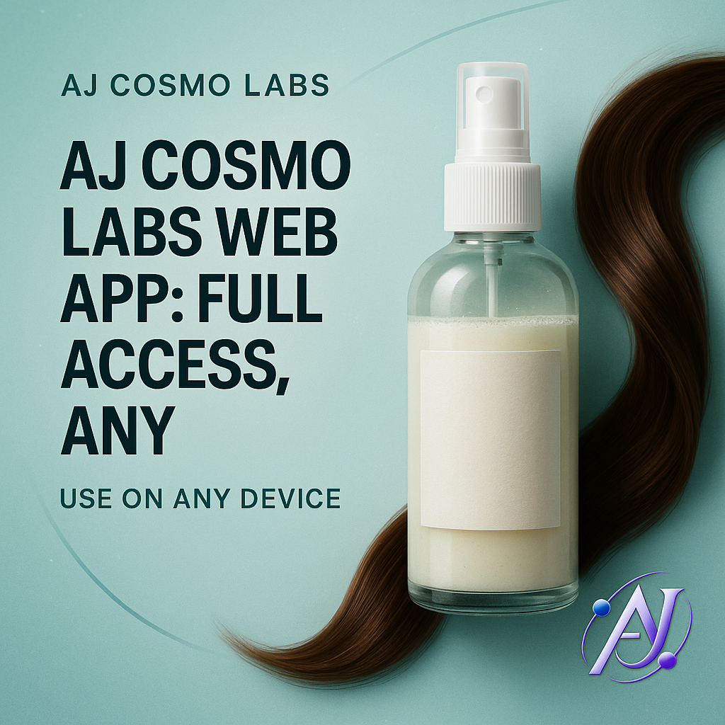 AJ Cosmo Labs web app — available on Android, browser, and desktop
